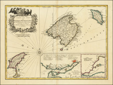 (Mallorca, Minorca, Ibiza) Carte des isles de Maiorque, Minorque et Yvice . . . 1756 By Homann Heirs