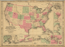 United States, Idaho and Montana Map By Alvin Jewett Johnson  &  Benjamin P Ward