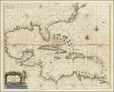 Florida, Southeast and Caribbean Map By Hendrick Doncker