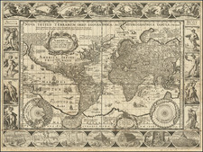 Nova Totius Terrarum Orbis Geographica Ac Hydrographica Tabula. A Pet. Kaerio [First State -- With Handwritten Account of Sir Francis Drake's Voyage on the verso] By Pieter van den Keere