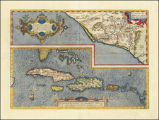 Mexico, Caribbean, Cuba, Hispaniola, Puerto Rico and Bahamas Map By Abraham Ortelius