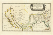 Florida, Southeast, Texas, Midwest, Southwest and California as an Island Map By Nicolas Sanson