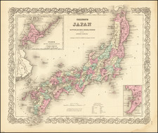 Japan Map By Joseph Hutchins Colton