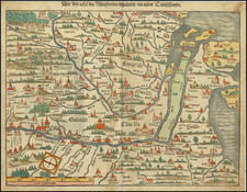 [ Lower Rhine River & Wesser River Region ] Die dritte Tafel des Rheinstroms / Innhaltend das Nider Teutschlandt By Sebastian Munster