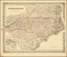 North Carolina Map By Joseph Hutchins Colton