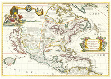 United States, North America and California as an Island Map By Vincenzo Maria Coronelli