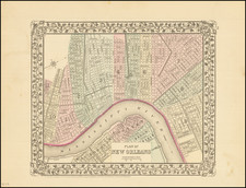 New Orleans Map By Samuel Augustus Mitchell Jr.