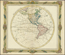 Western Hemisphere and America Map By Louis Brion de la Tour