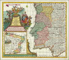 Brazil and Portugal Map By Matthaus Seutter