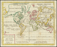 Historical Map, 1752 Mappemonde ou Description du Globe terrestre, Vin -  Historic Pictoric