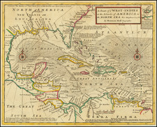 South, Southeast and Caribbean Map By Herman Moll