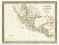 [ Upper California, Texas and Mexico ]  Carte Generale Du Mexique Ed Des Provinces-unies De L'Amerique Central ou Guatemala  By Louis Vivien