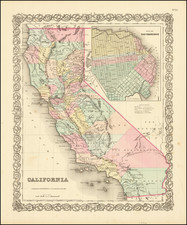 California and San Francisco & Bay Area Map By Joseph Hutchins Colton