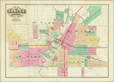 City Map of Adrian Published by Everts & Stewart.  Drawn and Compiled By Frank Krause, C.E.  Ann Arbor, Mich.