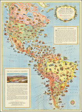 Pictorial Map of the American Continent featuring the Pan American Highway and showing some of the natural resources, scenic wonders, and points of interest By Standard Oil Company