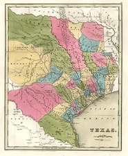 Texas and Southwest Map By Thomas Gamaliel Bradford