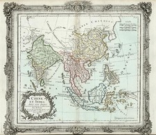 Asia, China, India, Southeast Asia and Philippines Map By Louis Brion de la Tour