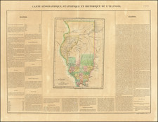 Carte geographique, statistique et historique de l'Illinois