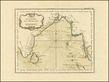 India and Thailand, Cambodia, Vietnam Map By Jacques Nicolas Bellin