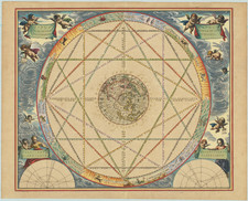 Northern Hemisphere, Polar Maps, North America, California and Celestial Maps Map By Andreas Cellarius