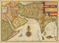 Deliniantur in hac tabula, Orae maritimae Abexiae, freti Mecani: al. Maris Rubri: Arabiae Freti Mecani: al Maris Rubri: Arabiae, Ormi, Persiae, Supra Sindam usque . . . By Jan Huygen Van Linschoten