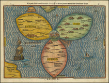 World, Holy Land and Curiosities Map By Heinrich Buenting