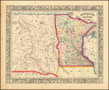 Minnesota, North Dakota and South Dakota Map By Samuel Augustus Mitchell Jr.