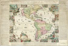 North America, South America, California as an Island and America Map By Nicolas de Fer