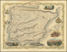 Spain and Portugal Map By John Tallis