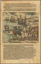 Hispaniola and Native American & Indigenous Map By Theodor De Bry / Matthaus Merian