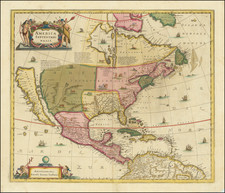North America and California as an Island Map By Henricus Hondius / Jan Jansson