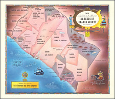 Pictorial Maps, Los Angeles and Other California Cities Map By Title Insurance & Trust Company / Lowell Butler