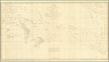 Pacific Ocean, Australia, Oceania and New Zealand Map By James Cook