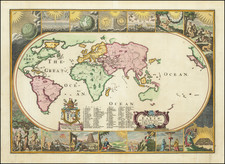 World, Holy Land and California as an Island Map By Joseph Moxon