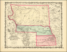 Plains, Kansas, Nebraska, North Dakota, South Dakota, Colorado, Rocky Mountains, Colorado, Montana and Wyoming Map By Alvin Jewett Johnson  &  Ross C. Browning