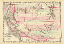 Southwest, Arizona, Colorado, Utah, Nevada, New Mexico, Rocky Mountains, Colorado, Utah and California Map By Alvin Jewett Johnson  &  Ross C. Browning