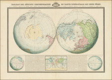 World, Northern Hemisphere, Southern Hemisphere and Polar Maps Map By F.A. Garnier