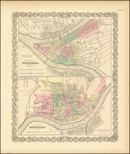 Pennsylvania and Ohio Map By Joseph Hutchins Colton