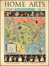 Map of Home Arts of the United States of America  (Cover Art for Home Arts Needlecraft October 1938)