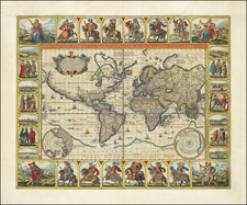 [Heightened in Gold]  Nova Totius Terrarum Orbis Geographica Ac Hydrographica Tabula Autore N I Piscator . . . 1652 By Claes Janszoon Visscher