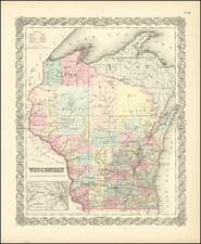 Wisconsin Map By Joseph Hutchins Colton