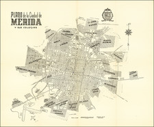 (Mérida, Yucatán) Plano de la Ciudad de Merida y sus colonias