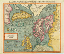 Polar Maps, Atlantic Ocean, Baltic Countries, Scandinavia, Iceland and Eastern Canada Map By Sebastian Munster