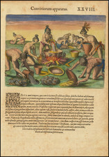 Florida and Native American & Indigenous Map By Theodor De Bry