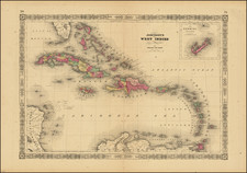 Caribbean and Bermuda Map By Alvin Jewett Johnson