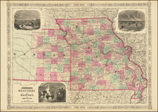 Kansas and Missouri Map By Benjamin P Ward  &  Alvin Jewett Johnson