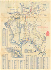 Map Showing Interurban Lines of Electric and Steam Railways to Los Angeles Resorts   /   Latest Los Angeles City and Interurban Map  (Map of the City of Los Angeles on Verso)