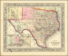 Texas Map By Samuel Augustus Mitchell Jr.