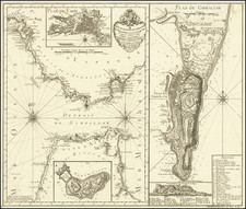 Carte du Detroit de Gibraltar Son Plan Particulier et sa vue en perspective et ceux de Cadix & Ceuta . . . 1762