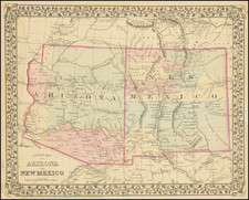 County Map of Arizona and New Mexico By Samuel Augustus Mitchell Jr.